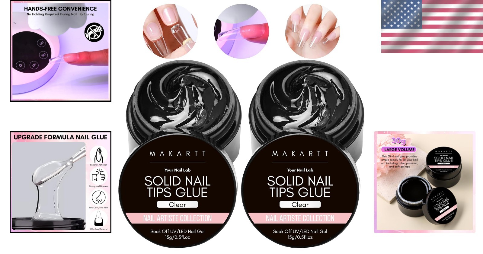 High Viscosity Nail Glue Gel – 2 Pack Clear Bonding for Press on Nails, 15ml
