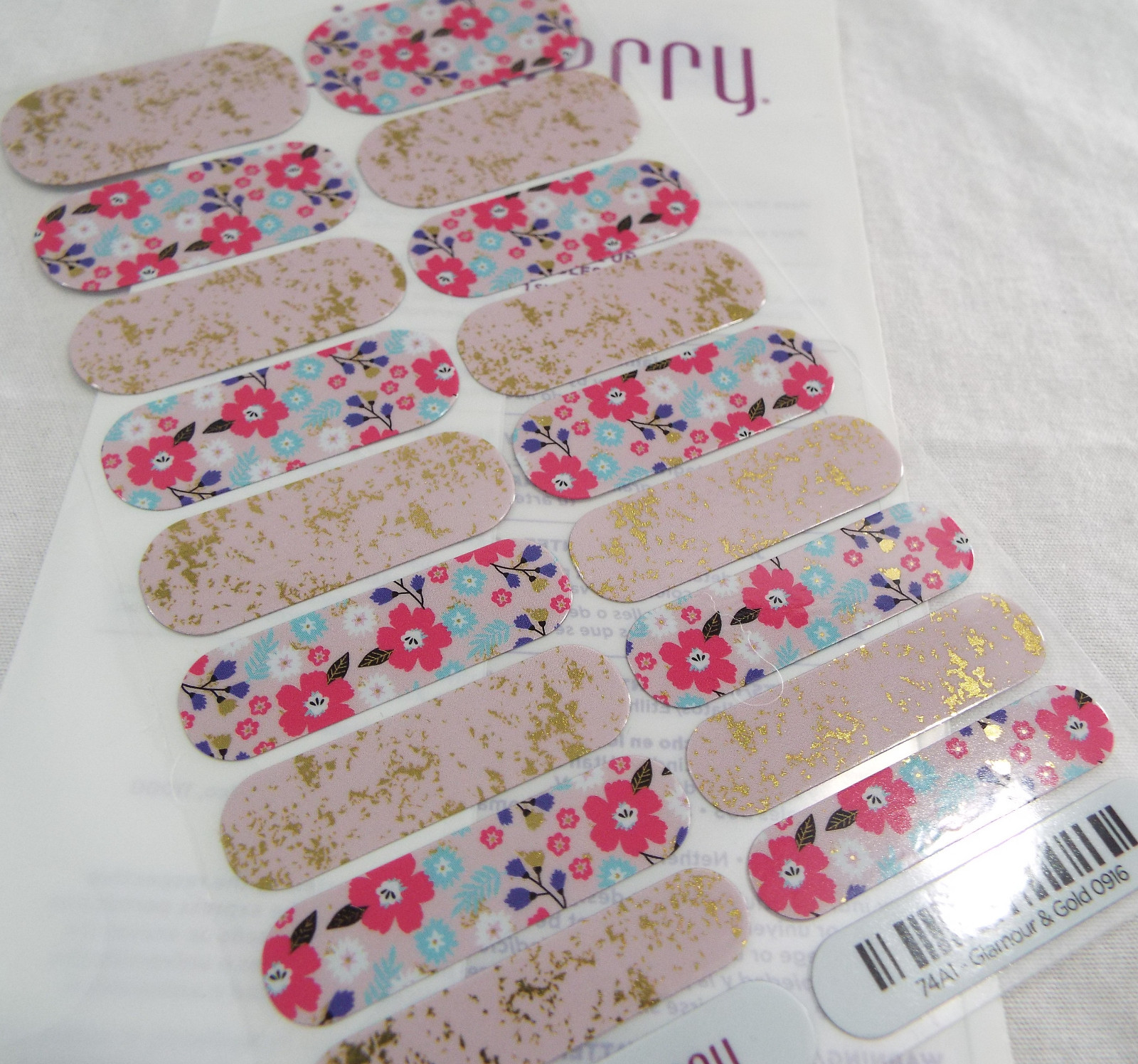 Jamberry Glamour + Gold 0916 74A1 Nail Wrap Full Sheet