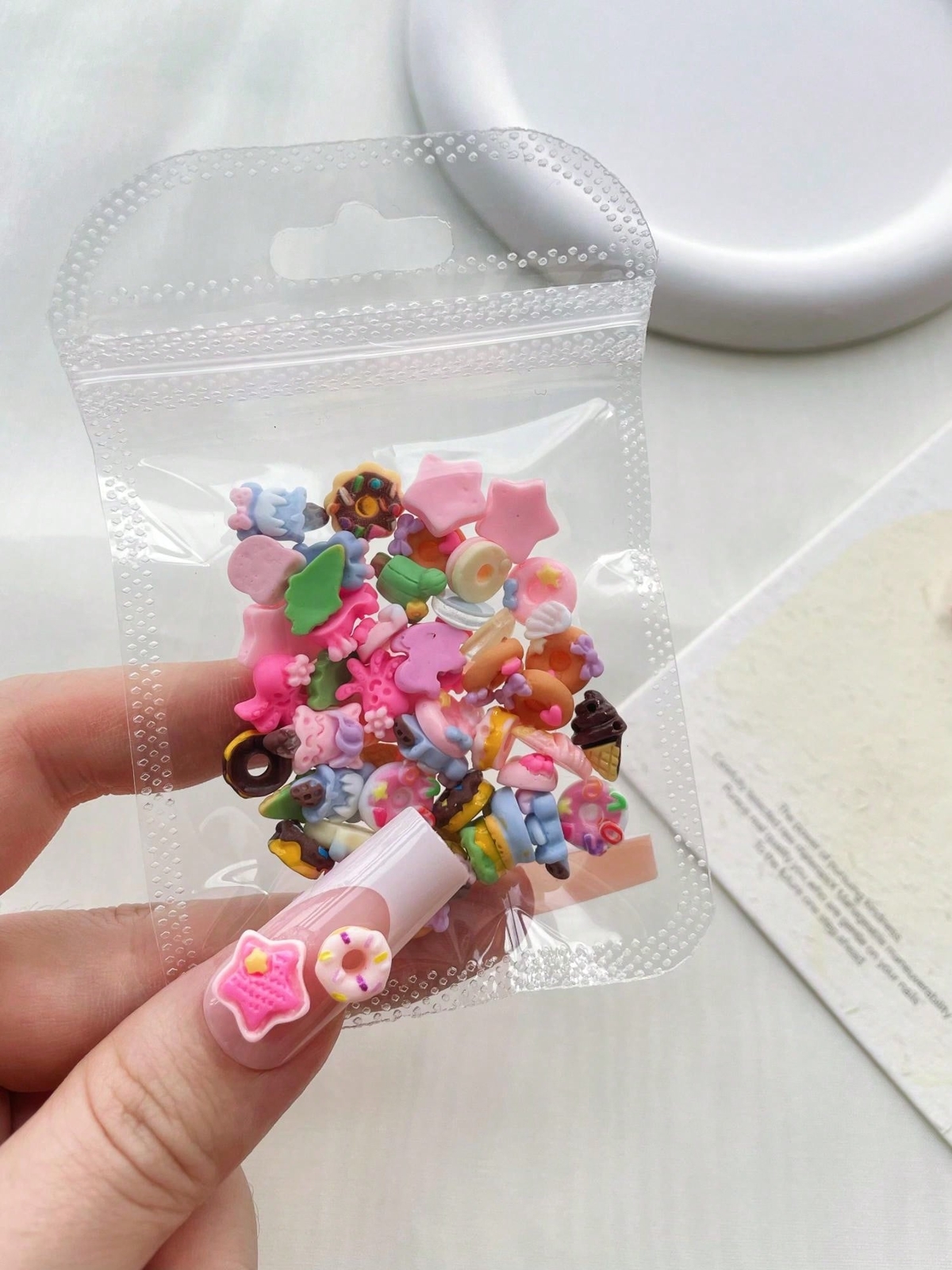 50pcs/Bag Cute Miniature Resin Food Toys Random Color Diy Cream Glue Cartoon