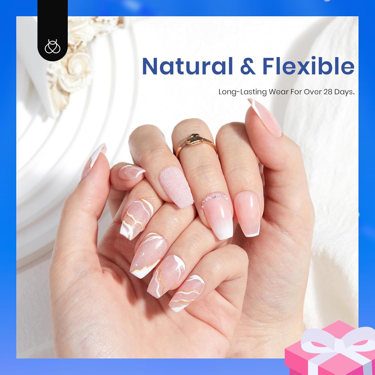 Beetles Gel Nail Kit Easy A-Pre Filed Half Matte Short Coffin Nails 504PCS