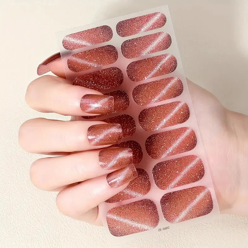 8 Sheets Nail Gel Polish Strips Glitter Wraps Self-Adhesive Gel Polish Strips UK