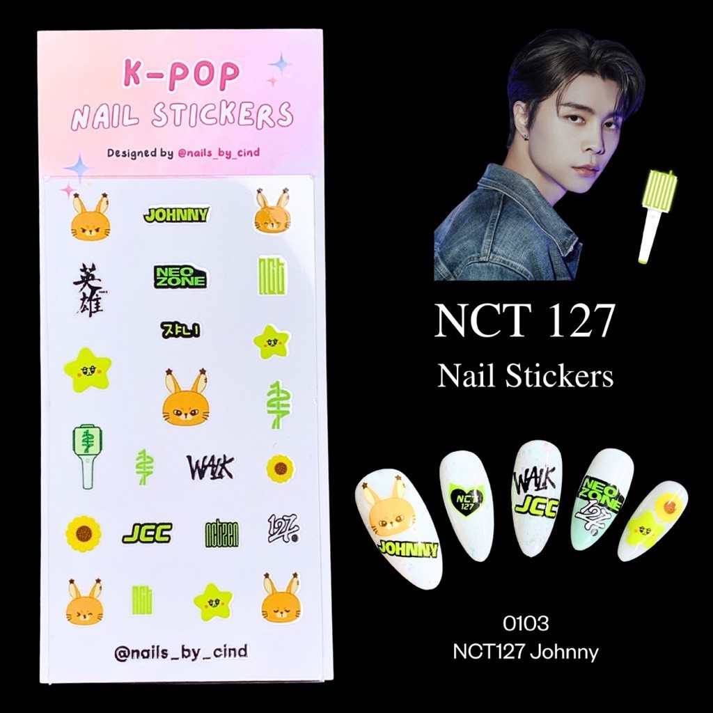 NCT 127 KPOP NAIL STICKER FAN MADE KOREA YUTA DOYOUNG MARK LEE HAECHAN I Z10