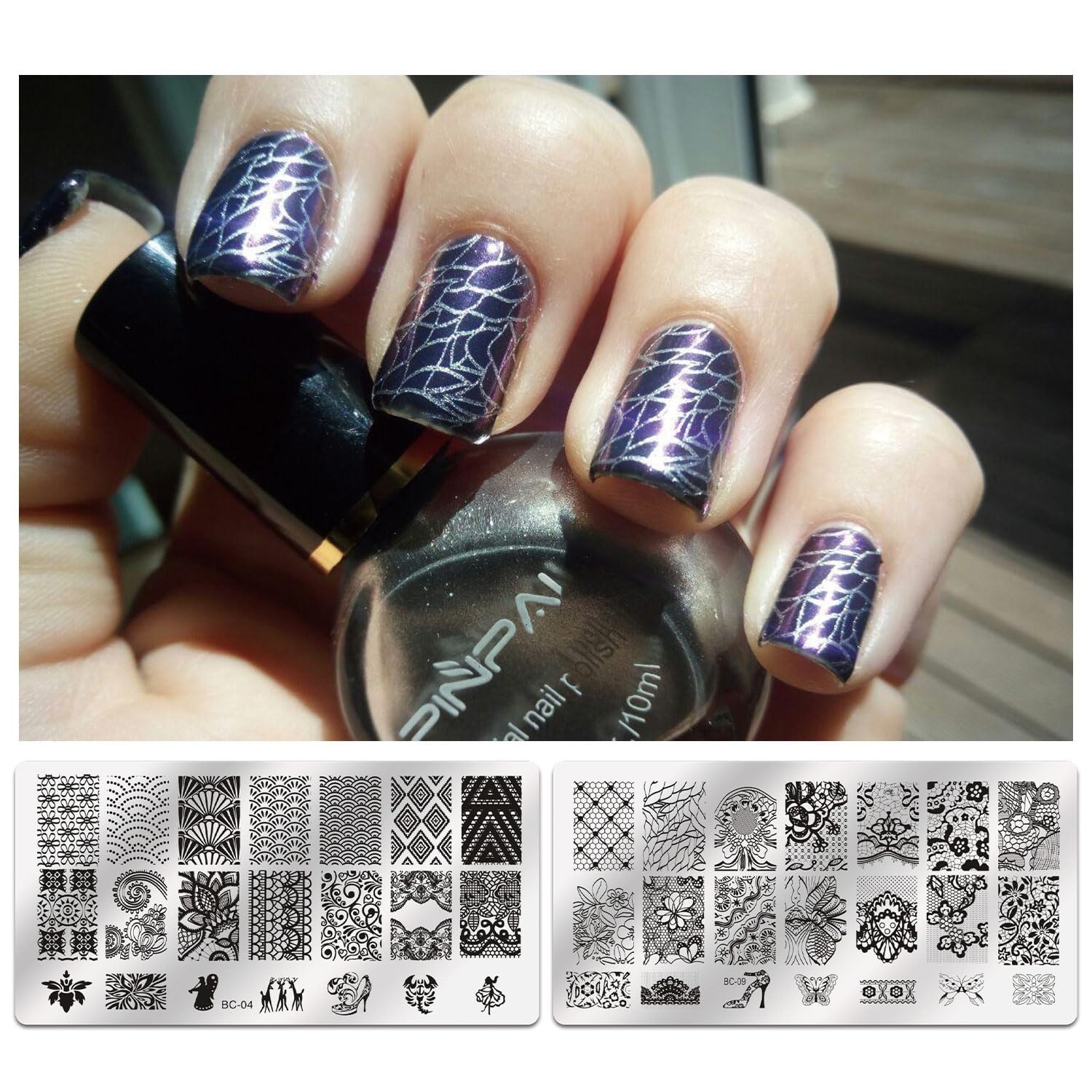 Complete 5-Piece Nail Stamping Set: Plates, Stamper & Scraper for DIY Designs