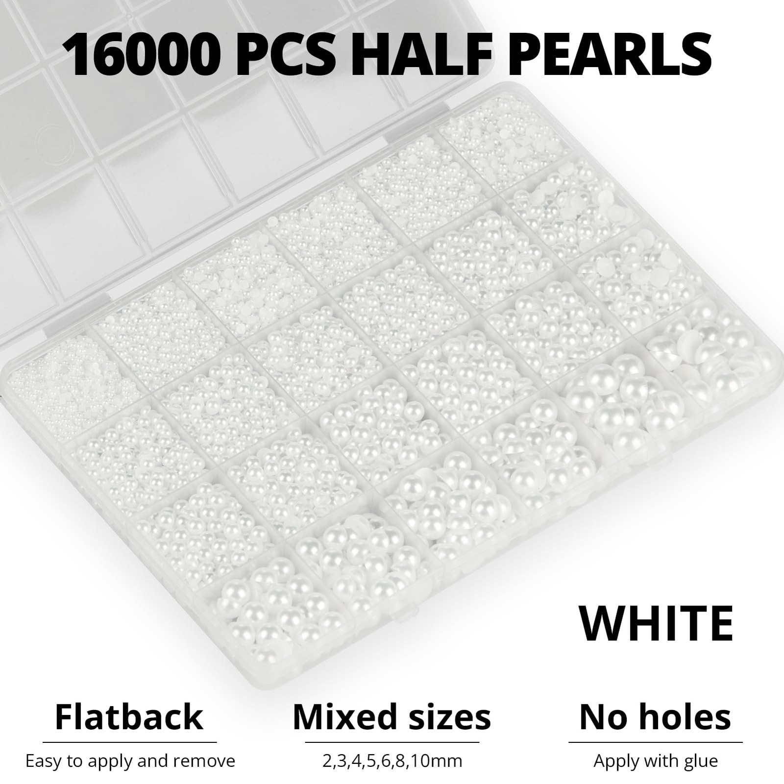 16000Pcs Flatback Pearl Rhinestone for Crafting, Flat Back Pearls and Rhinest…