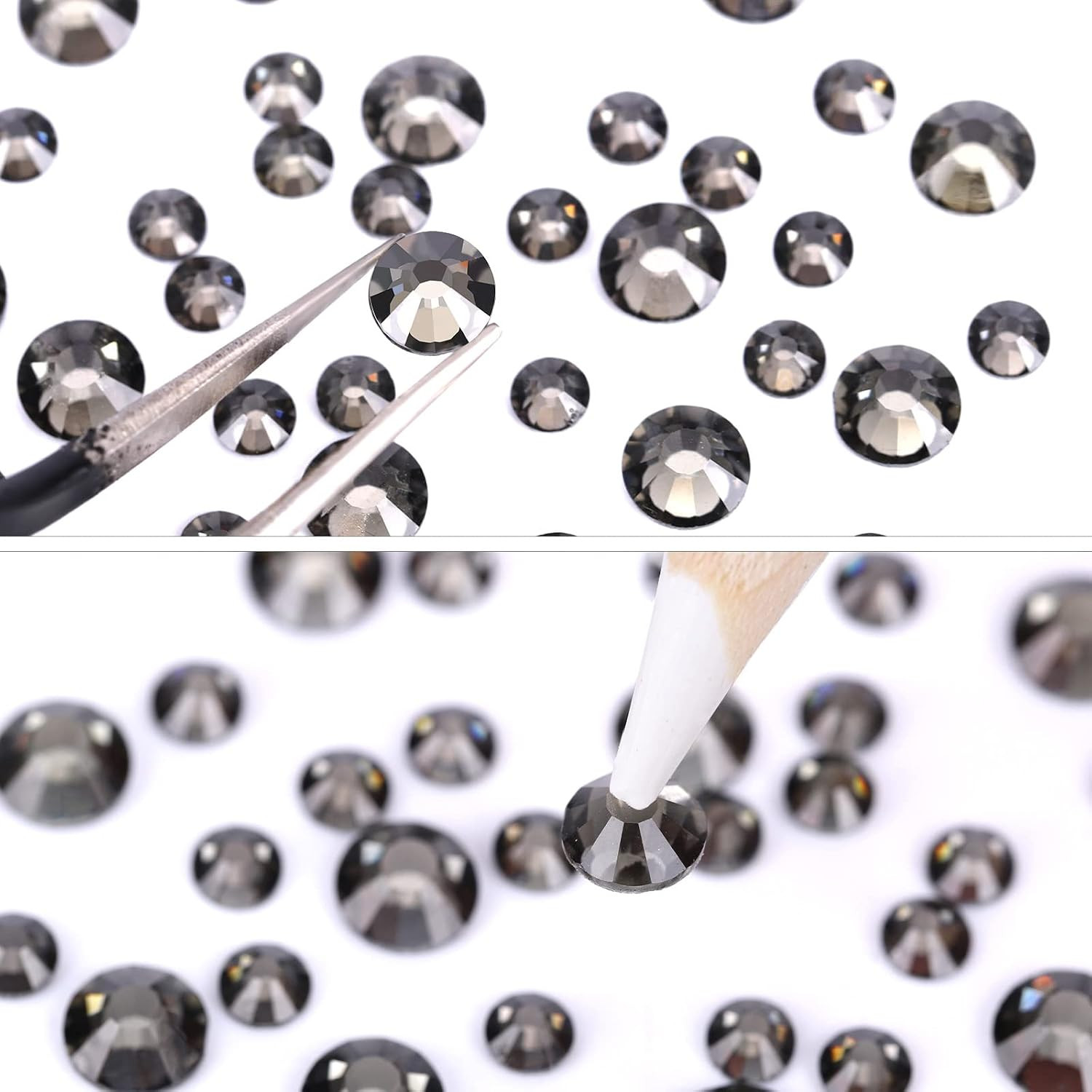 Black Diamond Glass Flatback Rhinestones for Nails, Crafts & Clothes – 4240PCS 6