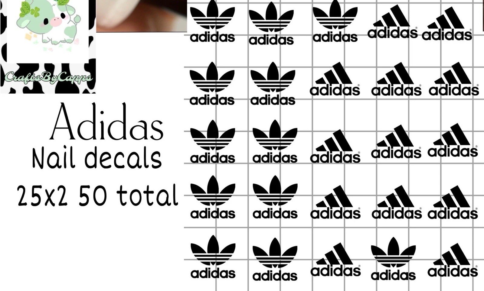 Adidas Waterslide Decals For Nails, Hot Wheels, Etc Set Of 50 KC