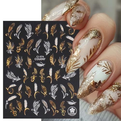 8 Sheets Fall Nail Stickers Maple Leaf Butterflies Nail Decal Self Halloween 12