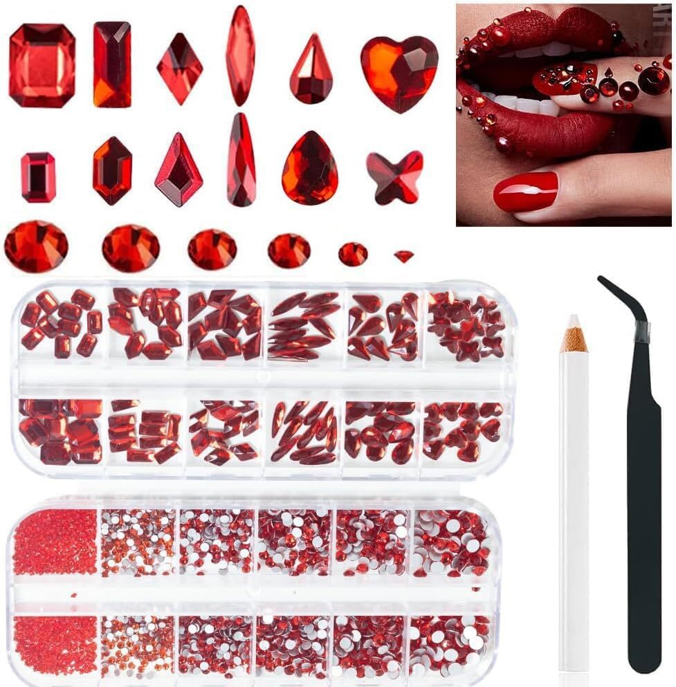 Red Crystal Nail Art Rhinestones Glass Diamond Jewelry Nail Art for Nails Faces