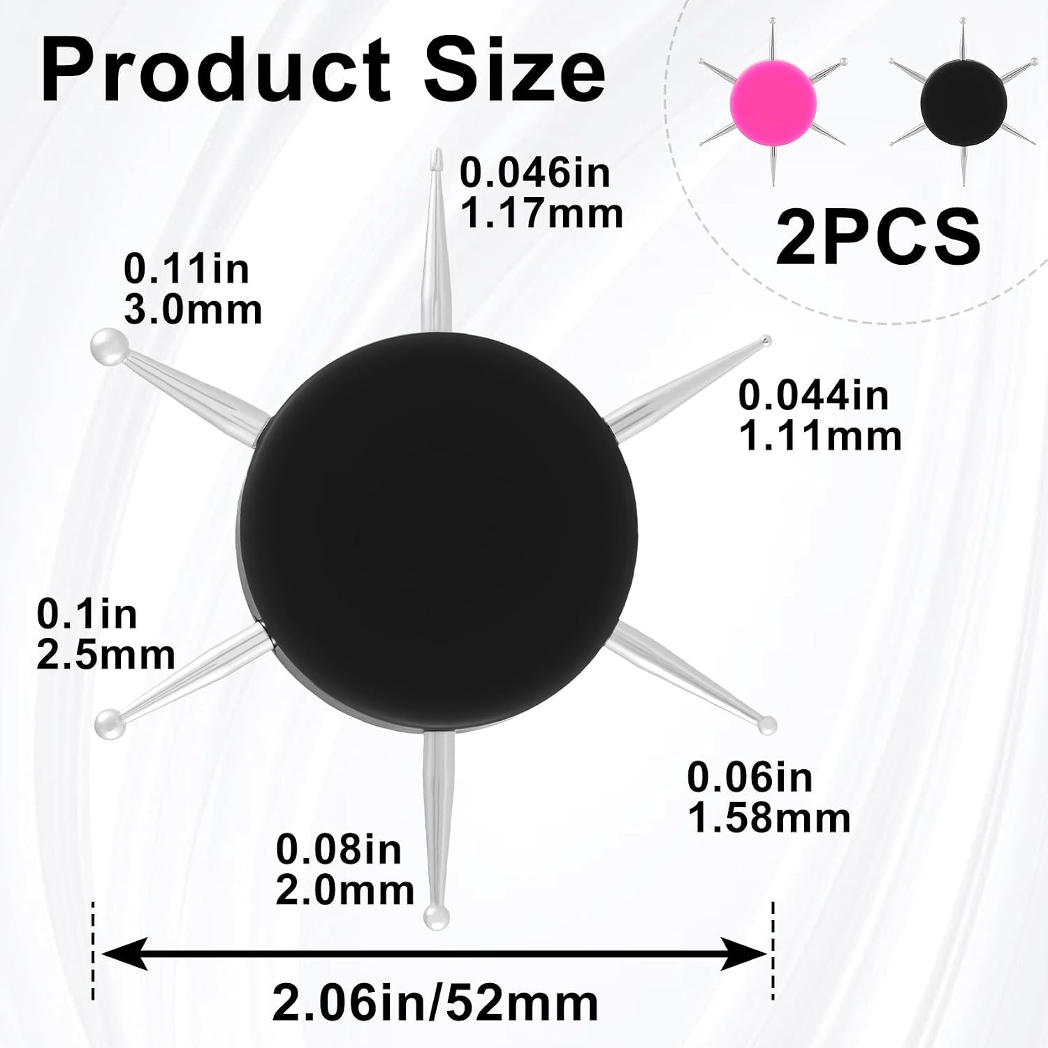 2Pcs Nail Dotting Tool, 6-In-1 Metal Dotting Tool Nail Art, Circular Nail