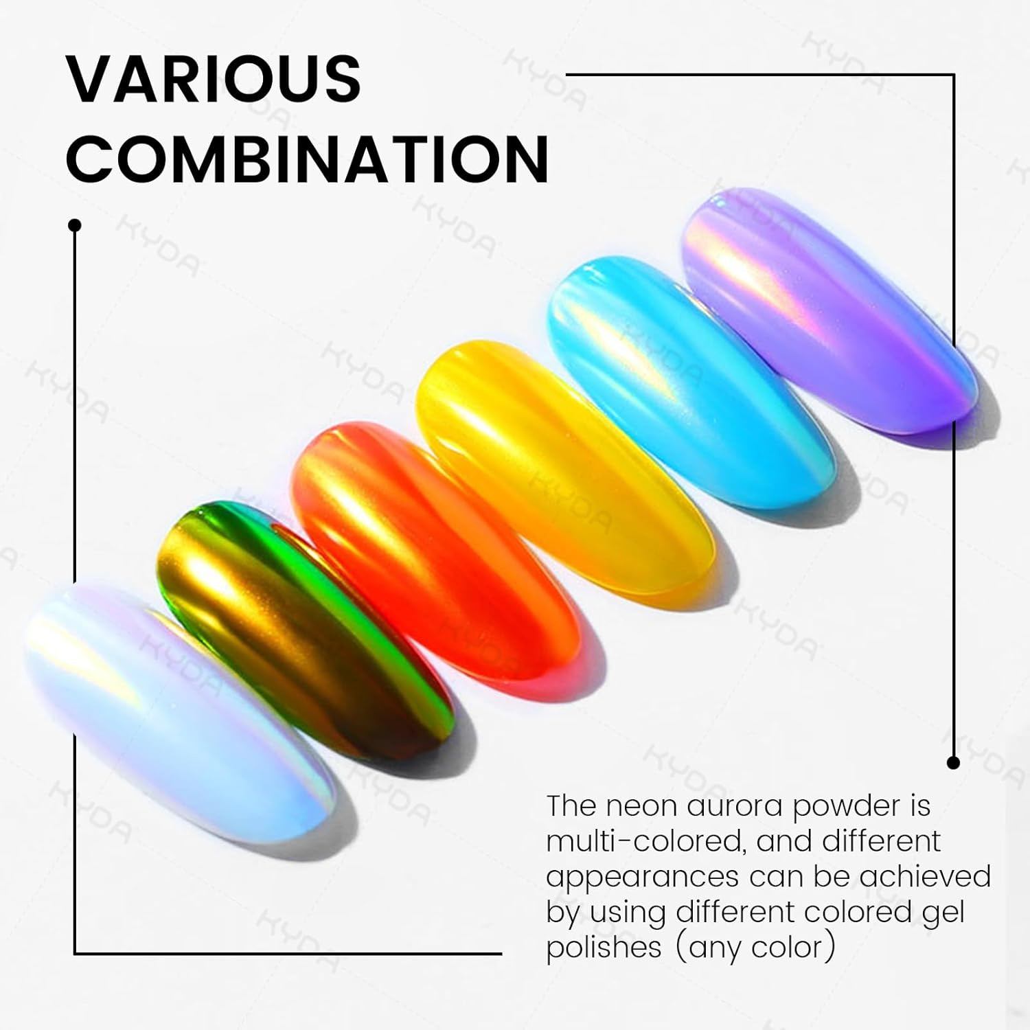 Ownest 2 Pcs Neon Chrome Nail Powder, Unicorn Chrome Nails Glitter Pigment