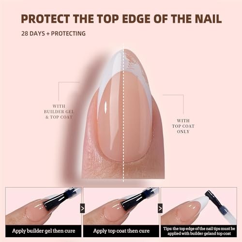 French Gel Nail Tips, 150Pcs Almond French Tip Press on Nails with Pre
