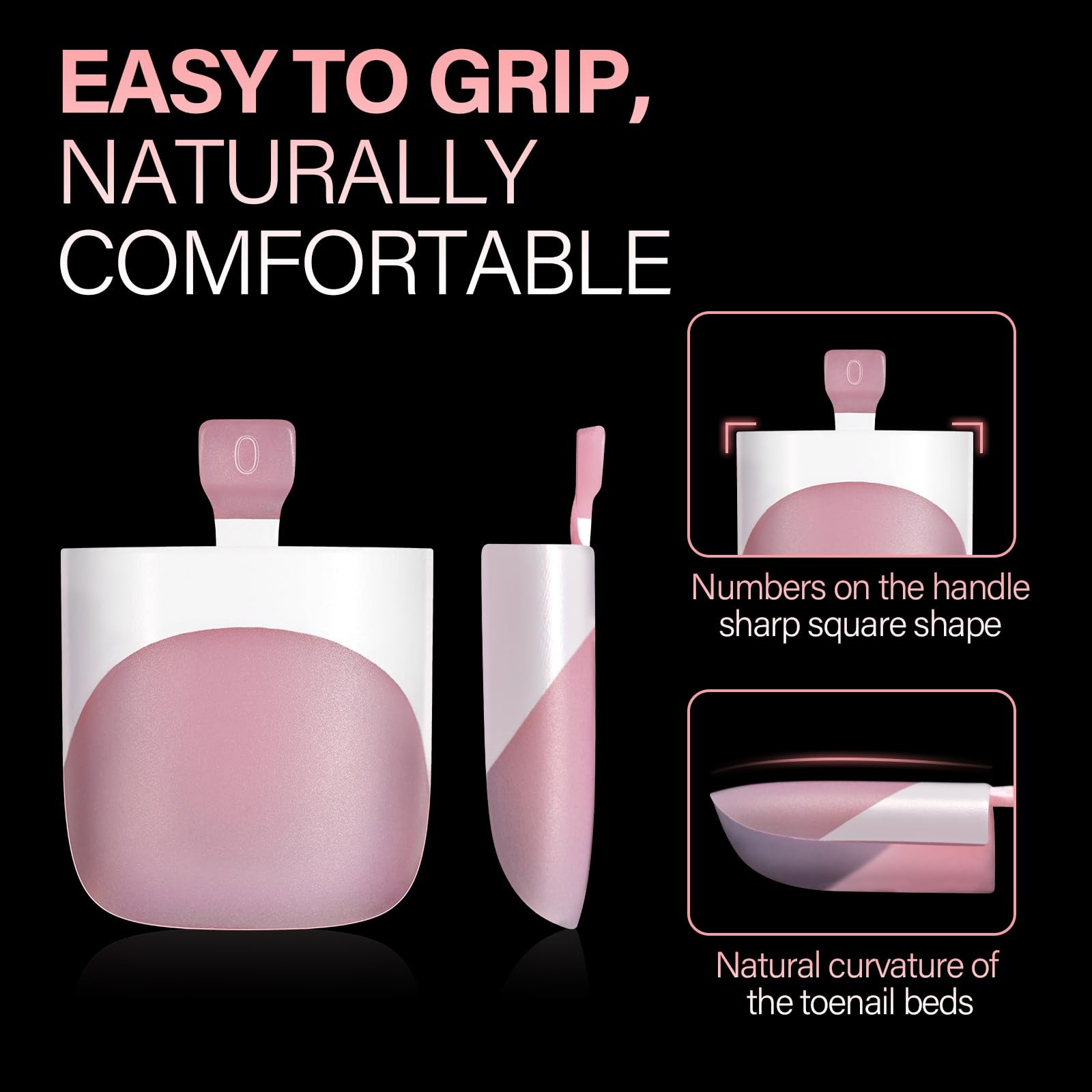 AILLSA French Tip Toe Nail Tips Press on, 150PCS Sharp 150PCS, Berry Pink