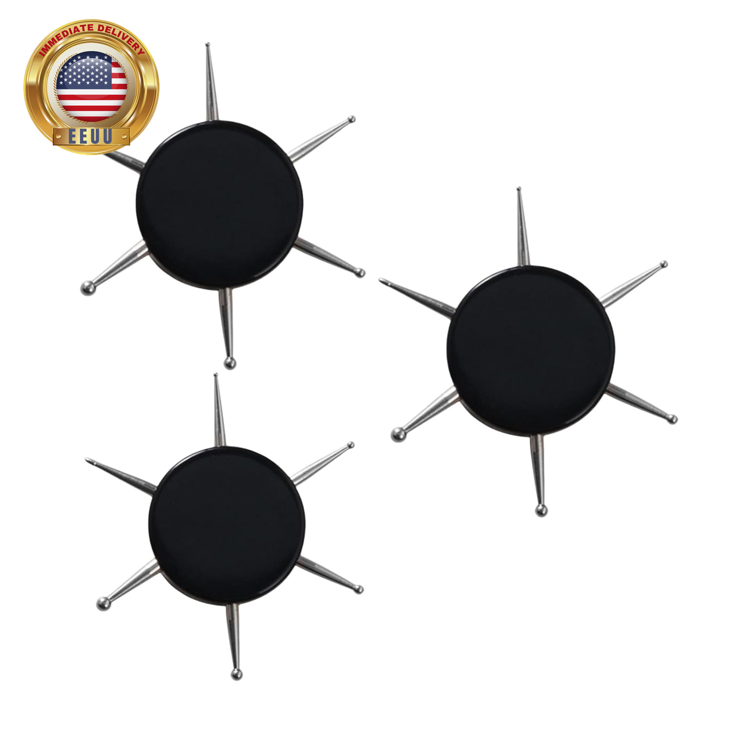 3Pcs Black 6-In-1 Circular Dotting Tools – Professional Nail Art Pens for Dot Pa