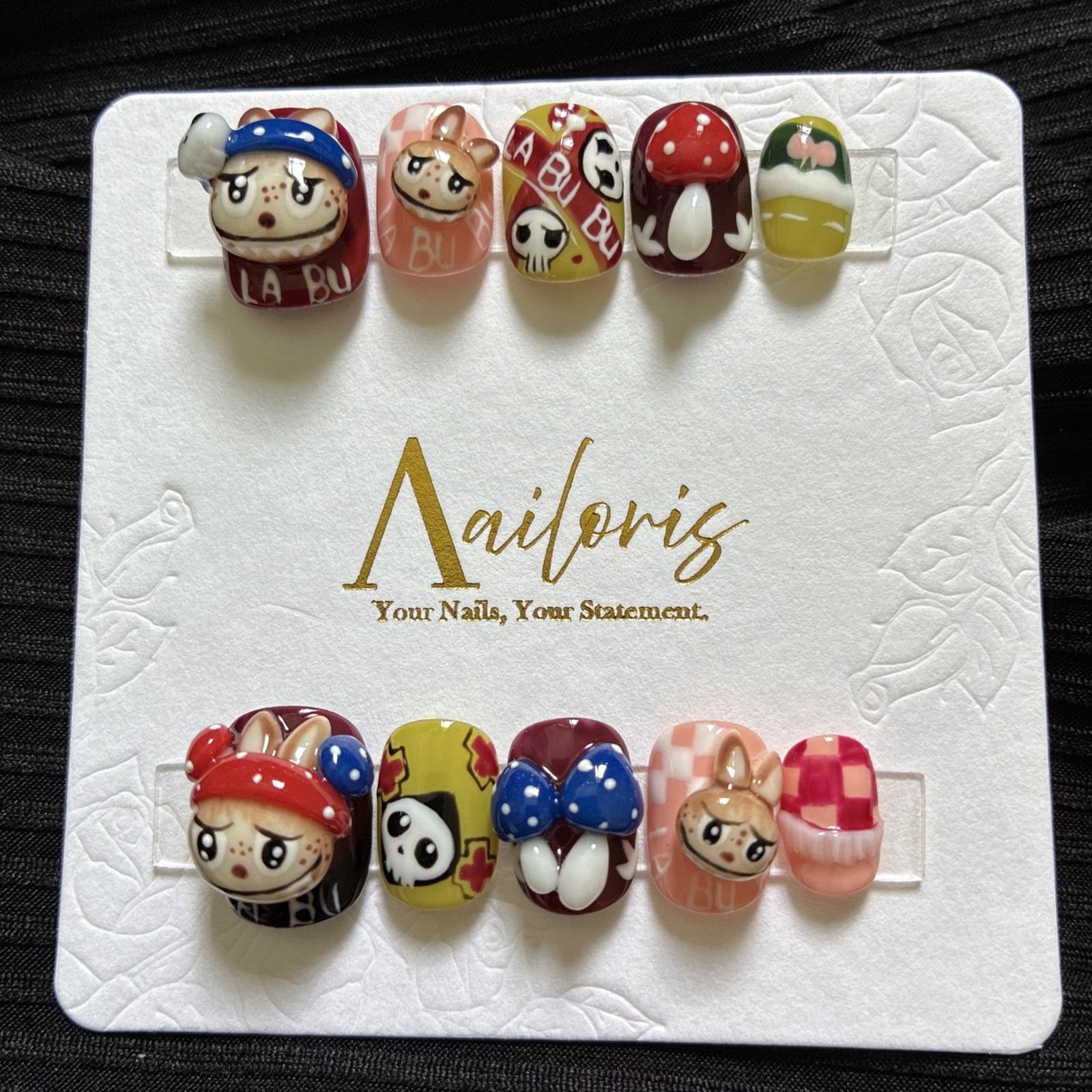 Vailoris Handmade Nail Labubu 3D Press on Nail 10pcs