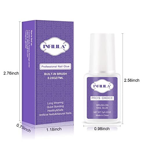 Nail Glue,Nail Glue for Acylic Nails,Professional Brush On Nail Glue, 7ML/0.23OZ