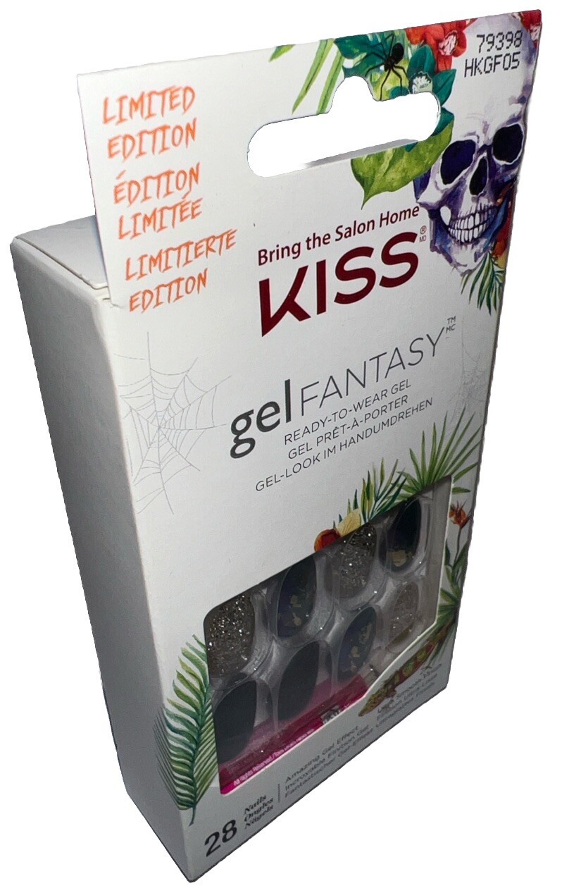 KISS Gel Fantasy Halloween 28 Nails GreenGold/Glitter #79398 Limited Edition/New