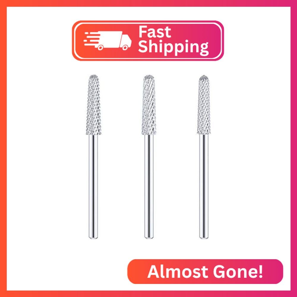 3 Pieces Nail Drill Bits Cone Shape Carbide Nail Drill Bits for Manicure Pedicur