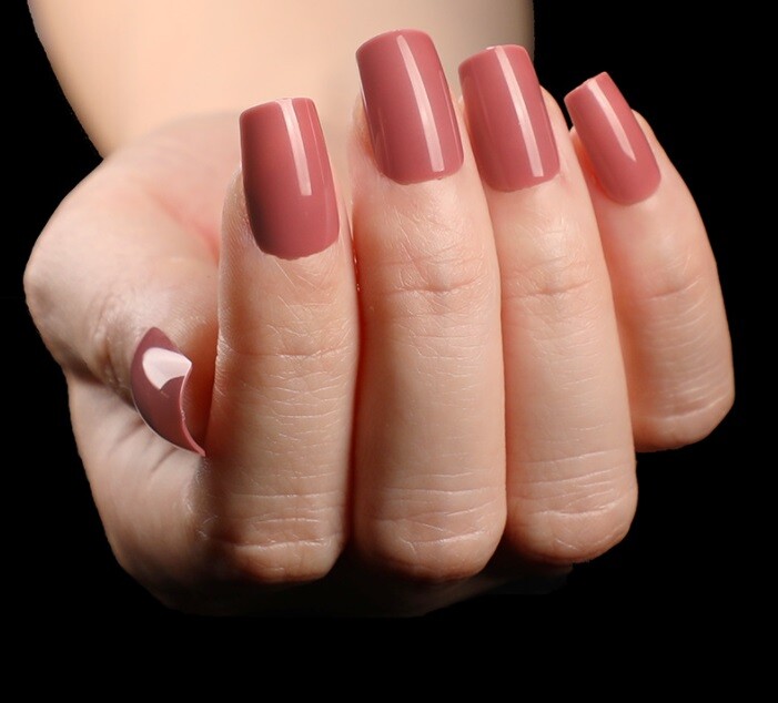 Handmade Press On Nails – Glossy Square Nails, Black White Red Blue Fake Nails