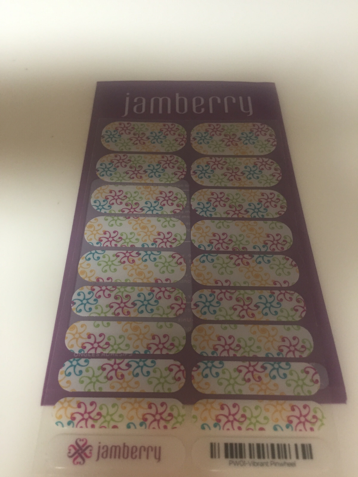 Jamberry Nail Wraps ~ Full Sheet ~ Vibrant Pinwheel ~ Retired