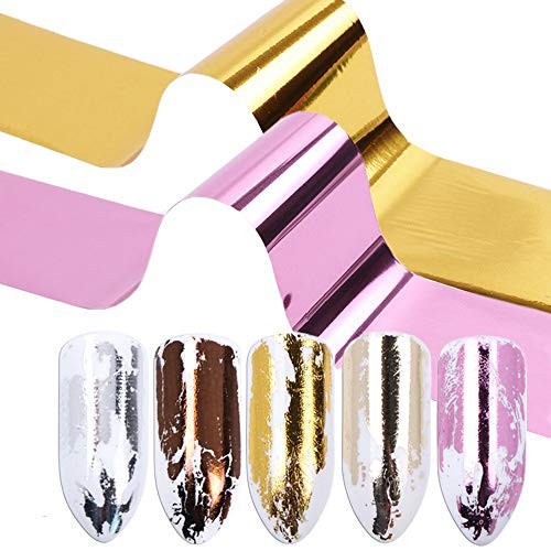 50 Sheets Cheetah Print Nail Foil Stickers Set Solid Color Laser Flower