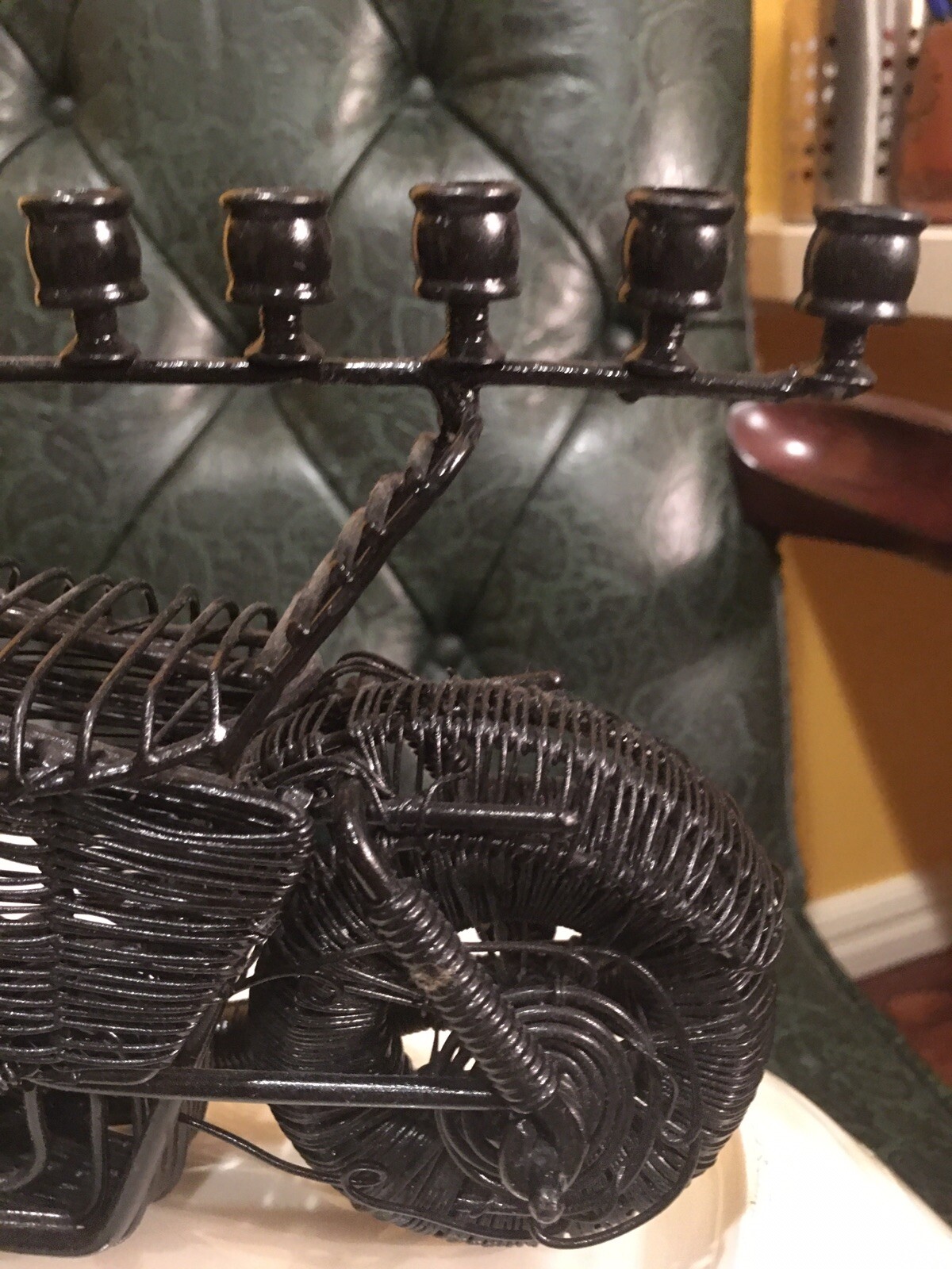 BLACK MOTOCYCLE MENORAh 100% METAL ART