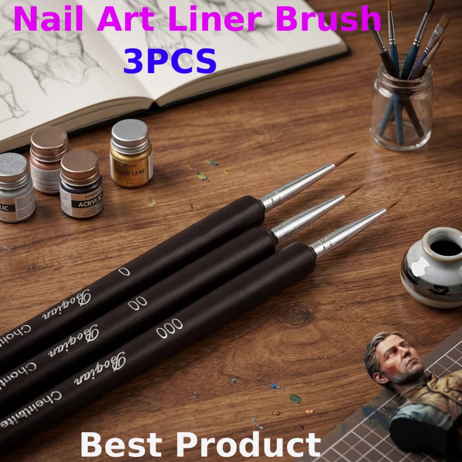 3Pcs Set NEW Nail Art Liner Brush Ultra-thin Line Drawing Pen Manicure Tool Tips