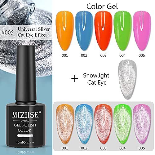 10ml*6 Colors Cat Eye Gel Nail Polish, Crystal Magnetic A-Sparkle Shimmer Set