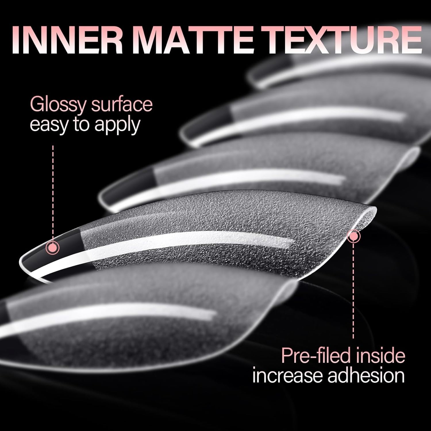 Short Almond Nail Tips Pre-Shaped Acrylic Nail Tips Half Matte Full Cover Nai…