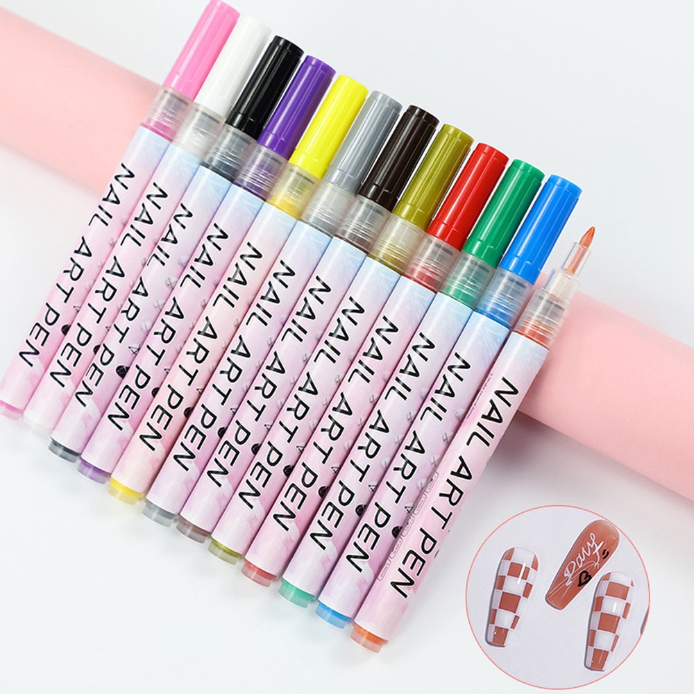Colourful Waterproof Nail Art Graffiti Pen DIY 3D Nail Art Drawing-Pen 12Pcs/Set