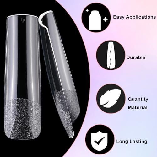 240pc XXL Gel x Nail Tips Extra Long Clear Tapered Fake Nails Full Square