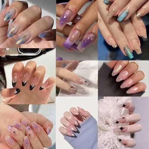 8 Sheets Star Nail Art Sticker 3D Shiny Glitterslight Nail Design Cross Star