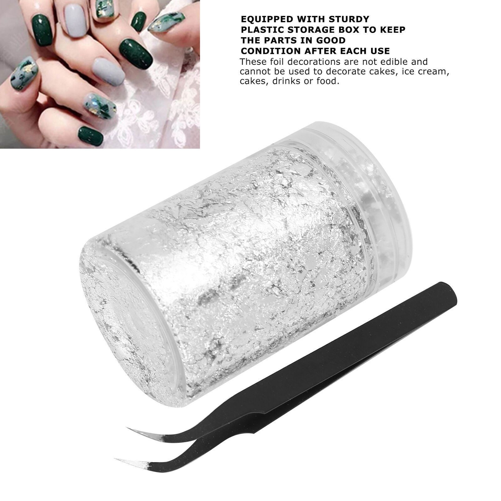 Nail Art DIY Gold Flakes Shiny Silver Foil Glitter Decoration Manicure Tool
