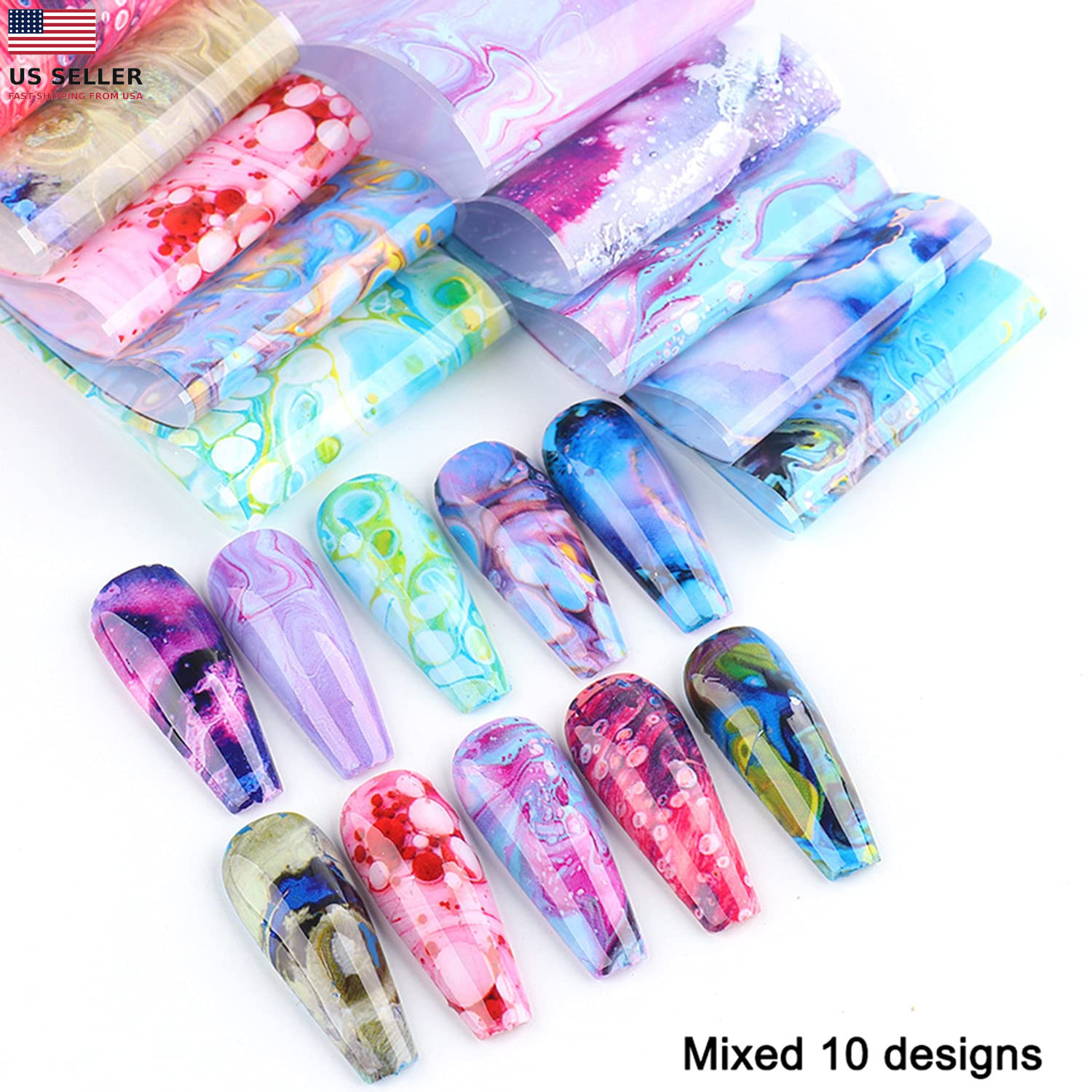 Starry Sky Nail Art Foil Transfer Stickers Decals Nail Art Film Colorful Starry