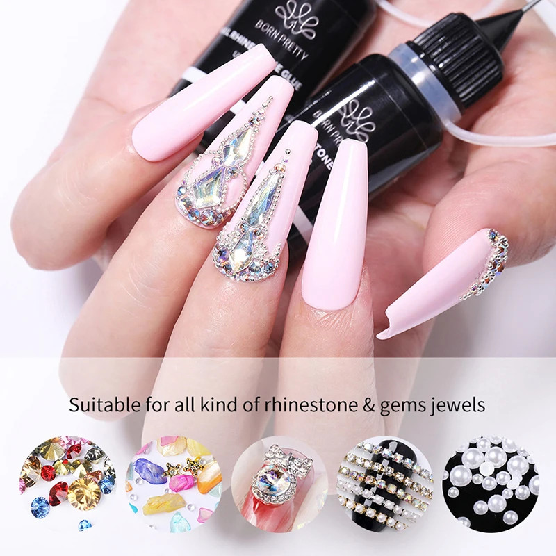 BORN PRETTY 10g Nail Rhinestone Adhesive Glue For Stick The Drill Tranparent