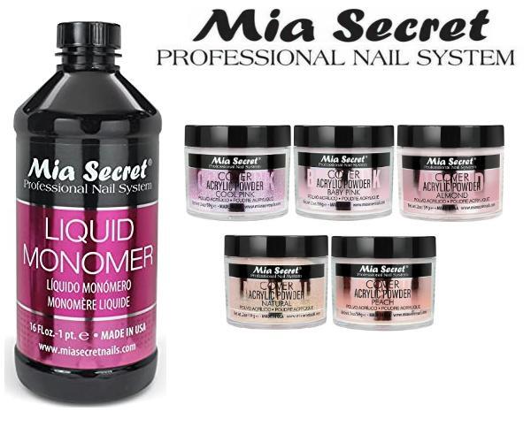 Mia Secret – Monomer 16 oz + COVER (Baby/Cool/Natural/Peach/Almond) – 2oz; 6pc