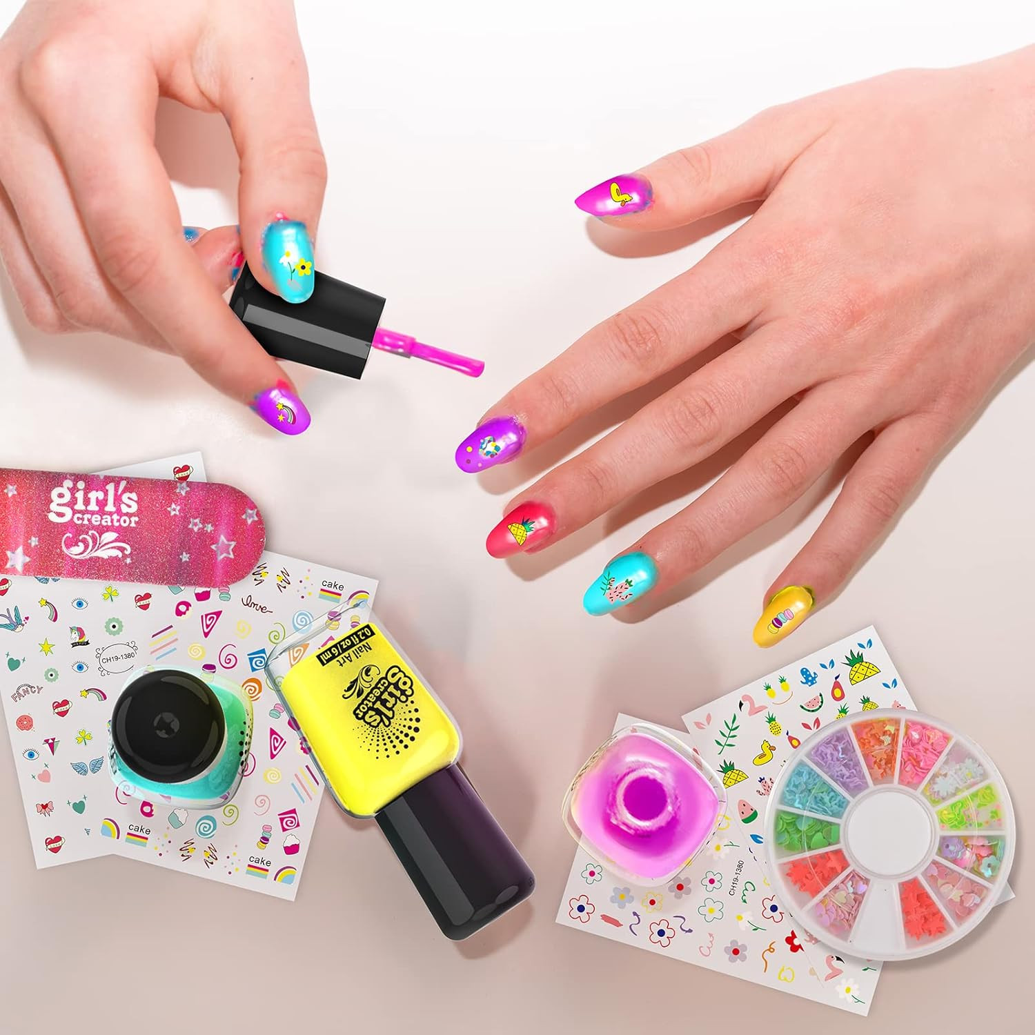 Amagoing Nail Polish Set for Girls Ages 7-12, Kids Nail Art Studio Kit, Non Toxi
