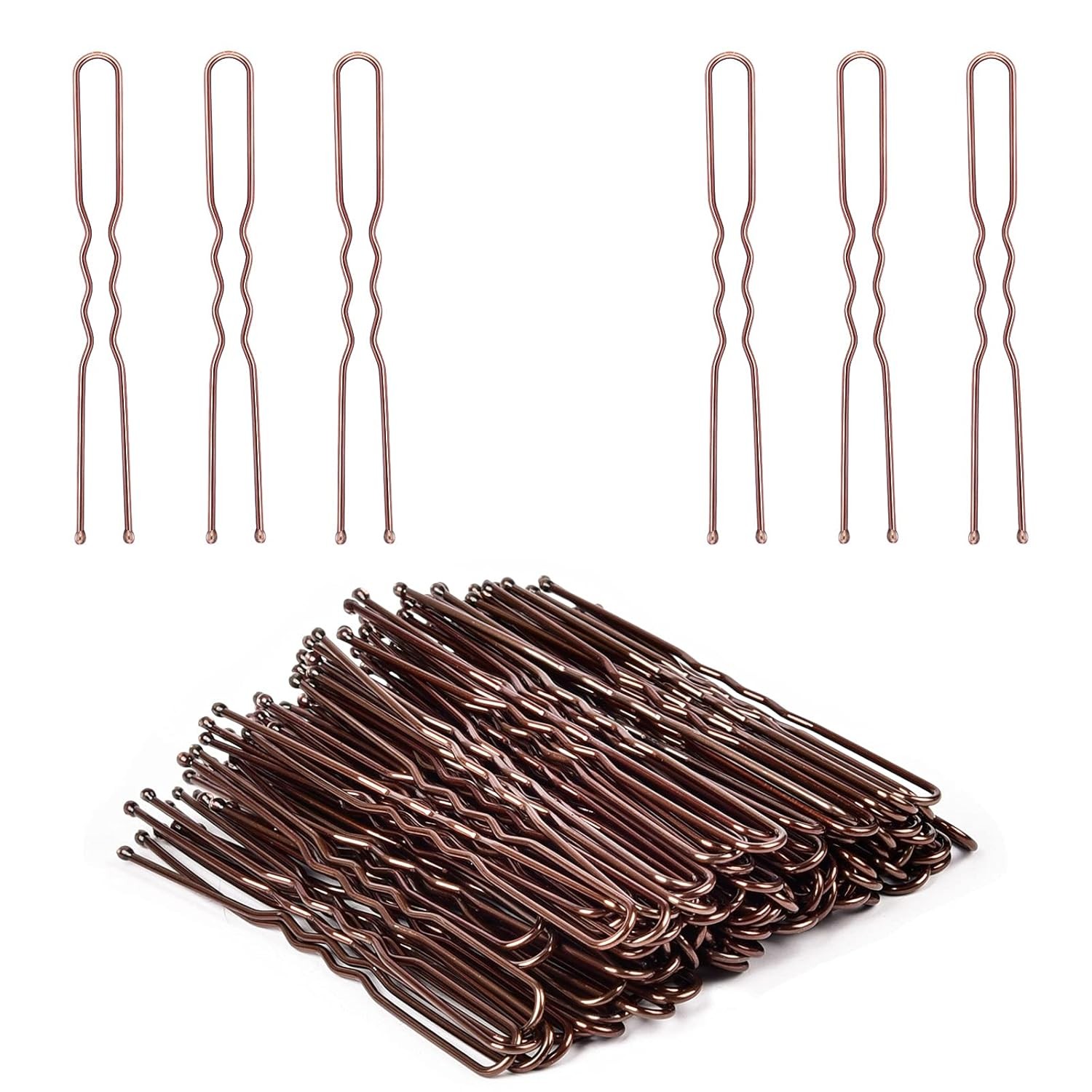 U Shaped Hair Pins, IKOCO 2.4inch Pins for Women with Storage Box, Brown