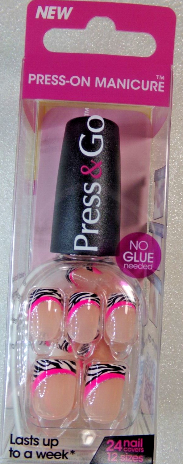 IMPRESS NAILS PRESS ON SHORT – Neon Pink with Zebra