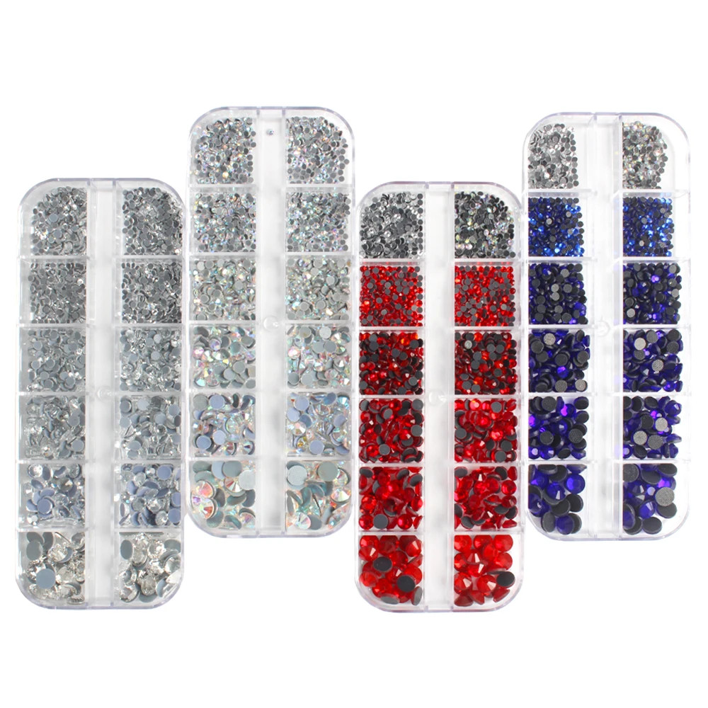New Box Set 36 Colors 12 grid box Hotfix rhinestone 1200pcs Flatback crystal