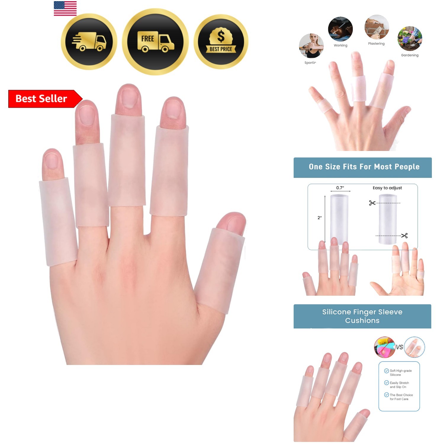 20 PCS Gel Finger Sleeve Protectors, Trigger Finger Pain Silicone Finger Slee…