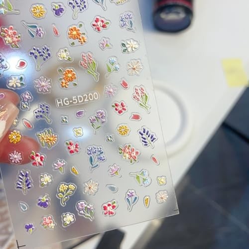 Flower Nail Art Stickers Spring Small Floral Leaf 5D Spring Floral Leaf