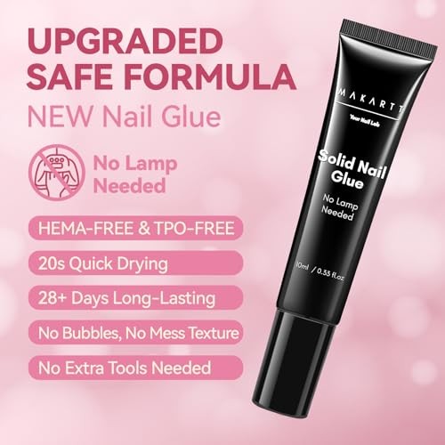 Makartt Hema-Free Semi Solid Nail Glue for Press On Nails, 20s Air Dry No UV
