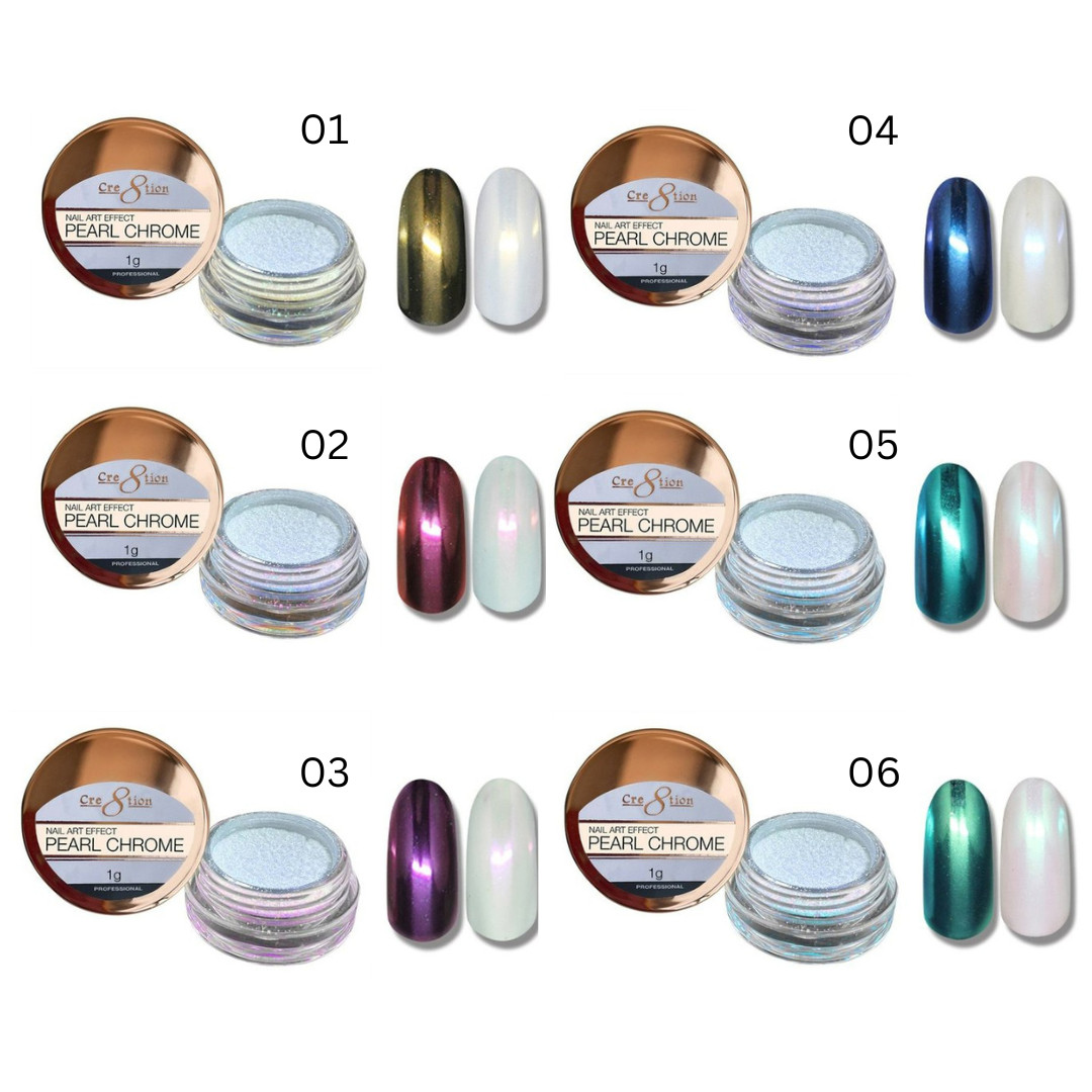Cre8tion Pearl Chrome Effect Powder 1g Fine Pigment FULL SET 6 COLORS