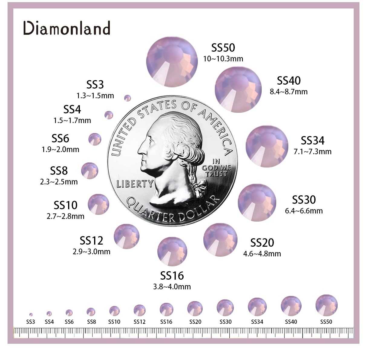 Diamonland Flatback Glass Crystal Rhinestones Rounds Gems for Bedazzling Nail…