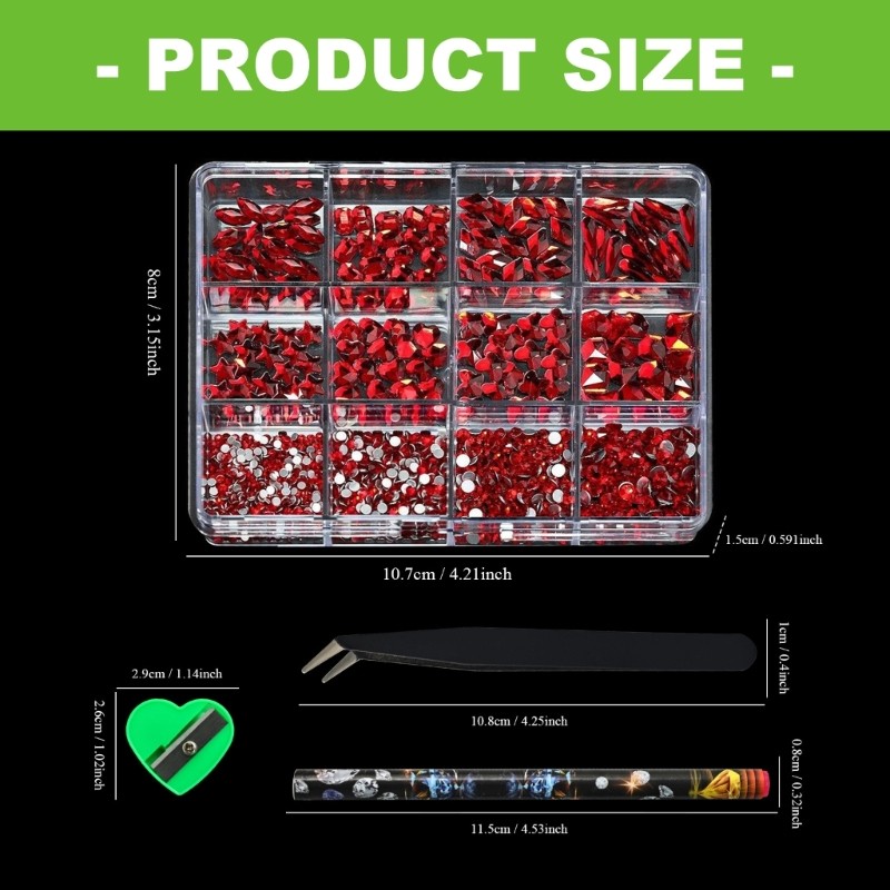 Irregular Shaped Flat Back Nail Rhinestones 12Grid Resin Gems For Salon DIY