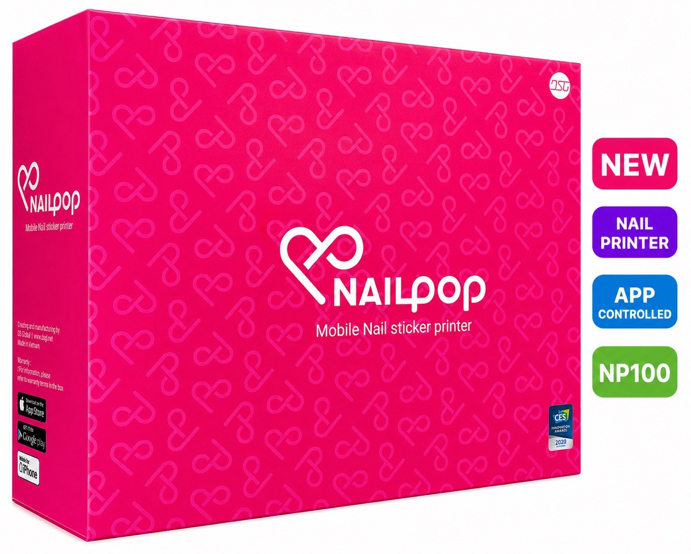 Nailpop Mobile Nail Sticker Printer NP100 Pink Nail Art Machine New