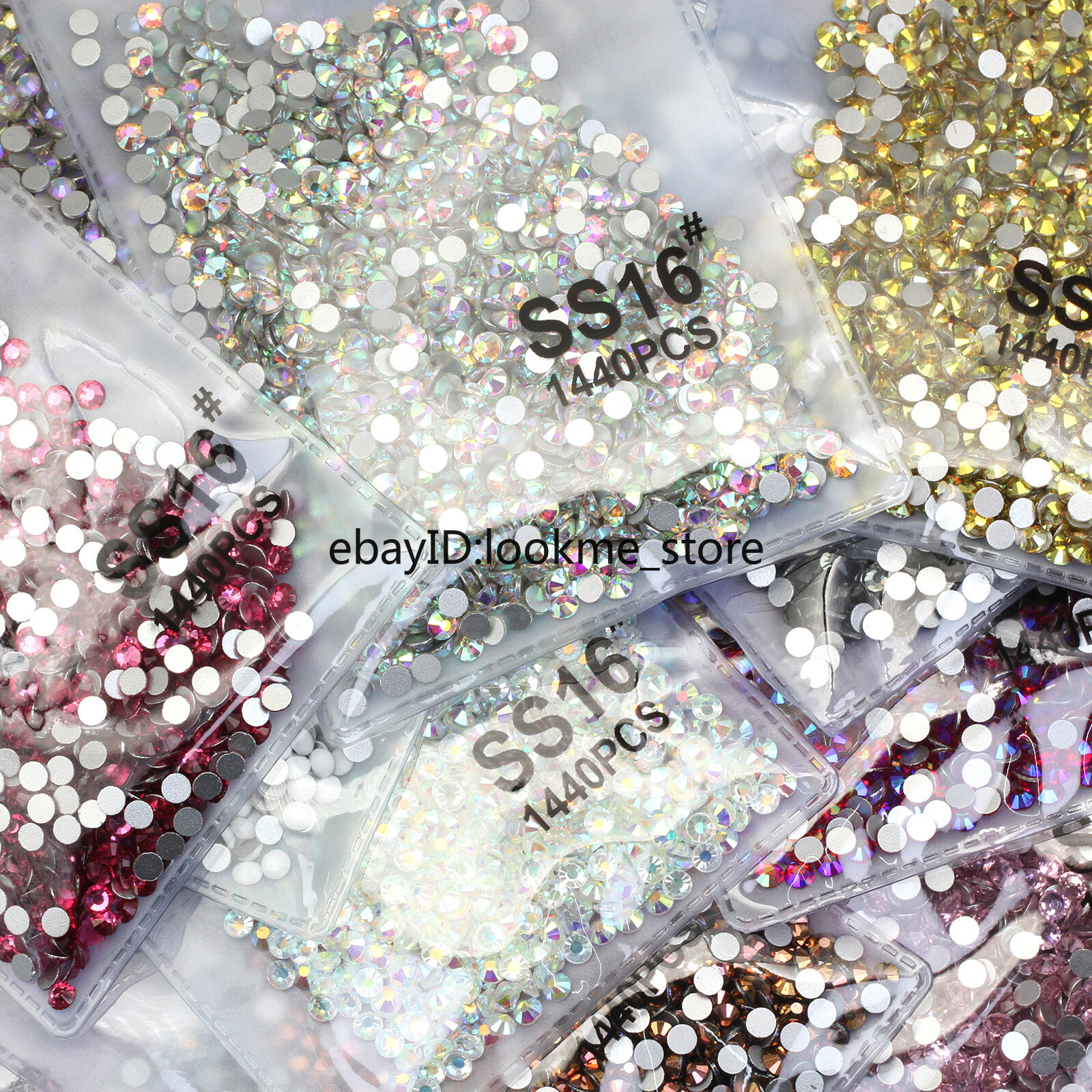 1440pcs 4mm (ss16) Crystal Glass Rhinestones Flatback Gems Nail Art Crafts Decor