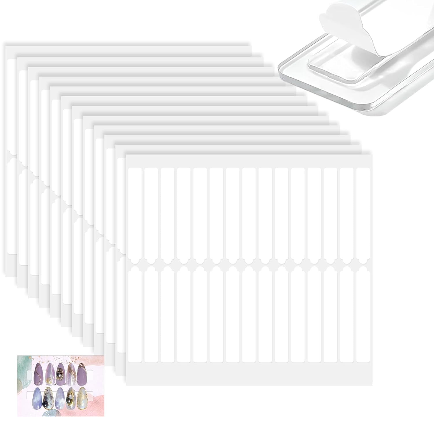 12 Sheets Double Sided Nail Tape for Press on Nails Storage, Clear Adhesive Moun