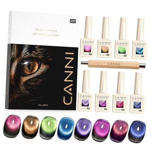 8 Pcs 9 ML Cat Eye Gel Nail Polish Set, Red Purple Pink 8Pcs Cat Eye -F Set