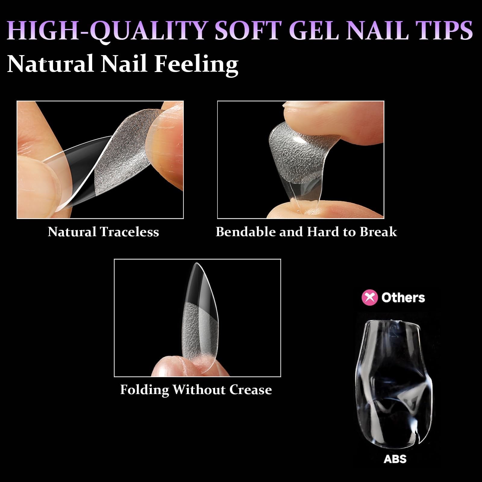 BlueZOO Short Nail Tips Almond Coffin Ballerina 3 Boxes Home Salon DIY